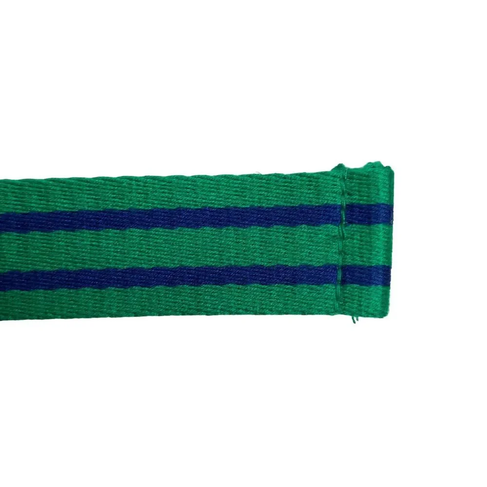 Polo Ralph Lauren Youth Size 10 Green Blue Striped D-Ring Ribbon Belt USA